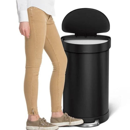 Simplehuman Semi-Round Pedal Bin 45L Liner Rim Black