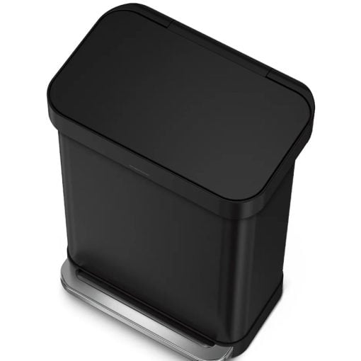 Simplehuman Rectangular Pedal Bin 55L Matte Black Liner Pocket
