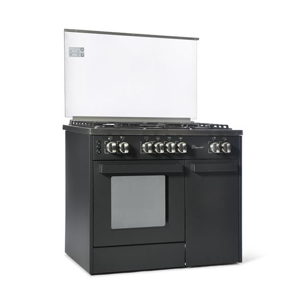 Free standing Cooker bottle compartment Semi Pro Black Matt 60 x 90