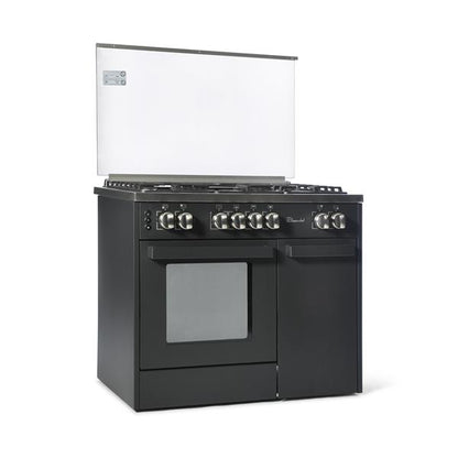 Free standing Cooker bottle compartment Semi Pro Black Matt 60 x 90