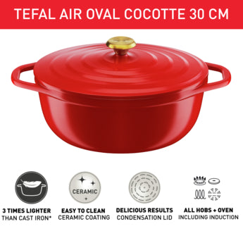 Tefal Air Cast Aluminium Oval Cocotte 30x23cm
