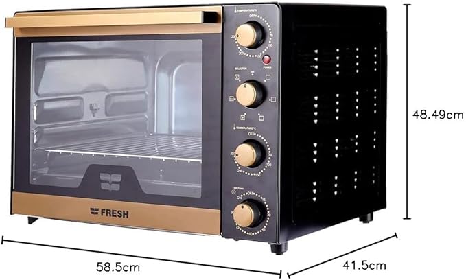 Fresh Electric Oven 65L Gold/Black Fan Rotisserie