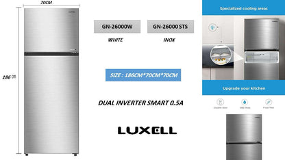 Luxell Smart Refrigerator 26FT Double Inverter Inox