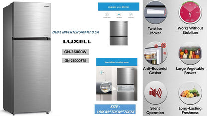 Luxell Smart Refrigerator 26FT Double Inverter Inox