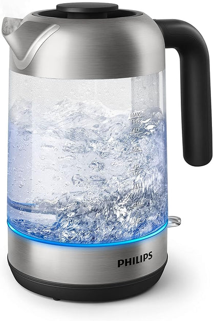 Philips Electric Kettle 1.7L 2200W Glass Blue Light