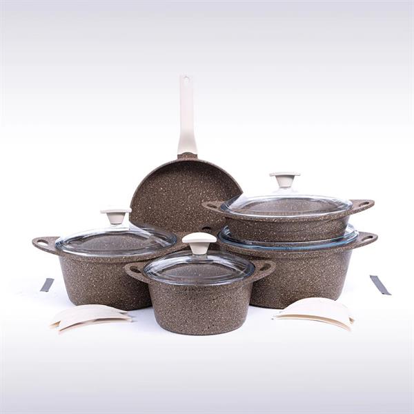 Falez Doa-Cast Premium 9-Piece Cookware Set Brown