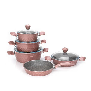 Falez Granitec Biodiamond 9-Piece Cookware Set Rose Gold