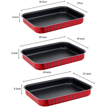 Tefal Tempo Flame Rectangular Oven Dish Set 3PC Large