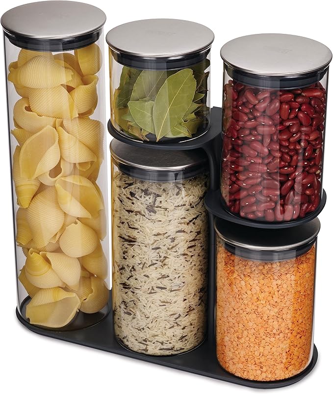 Joseph Joseph Podium SS Dry Food Storage Set 5PC Glass