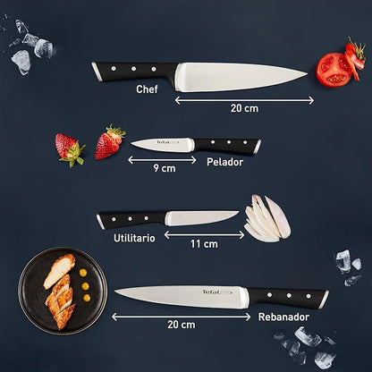 Tefal Ice Force Knife Set 4PC Slicer Chef Utility Paring German Steel