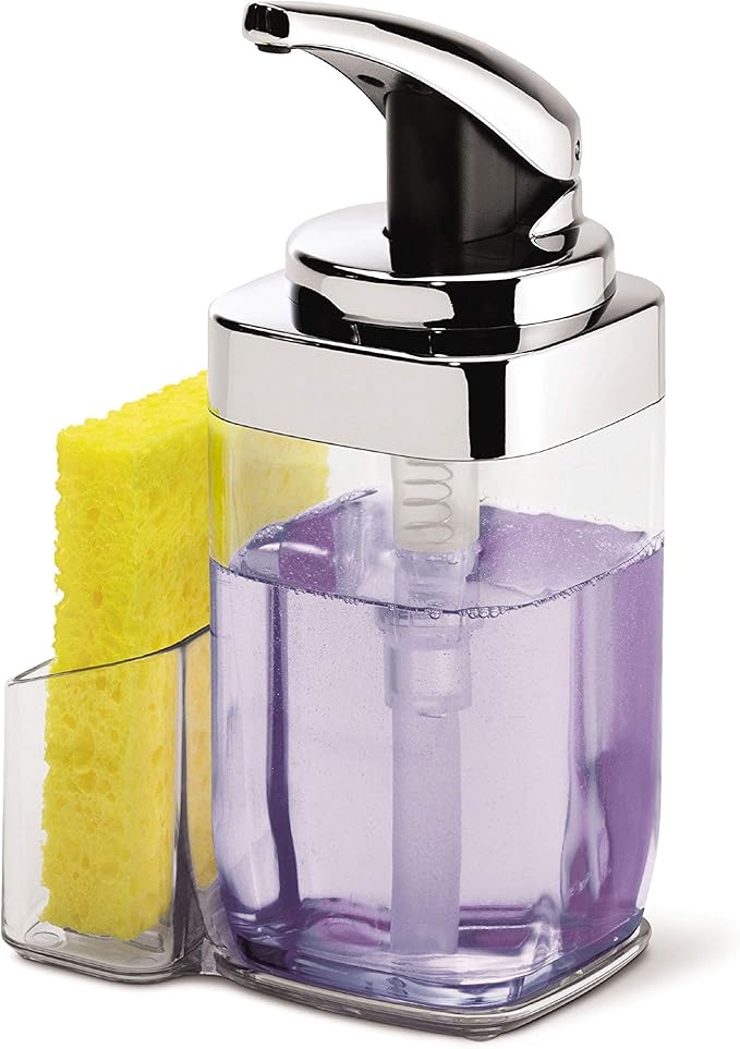 Simplehuman Square Push Pump 650ml with Caddy Chrome