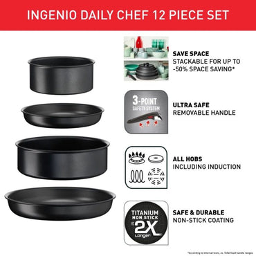 Tefal Ingenio Daily Chef 12-Piece Set – Removable Handle