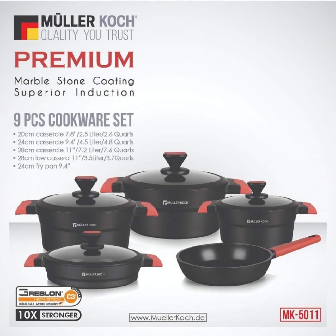 Muller Koch 9 Pcs Cookware Set Premium Series
