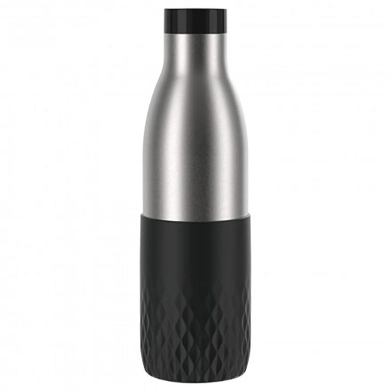 Tefal Silver and black insulated bottle on a white background