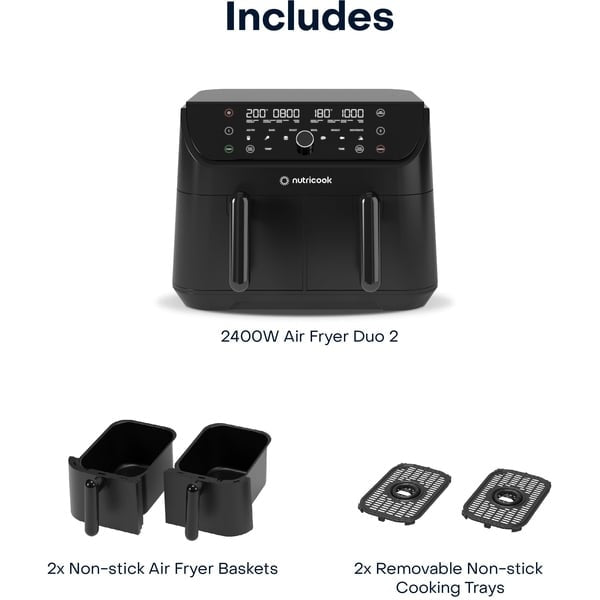 Nutricook Air Fryer Duo Digital 8.5L 2400W Matte Black