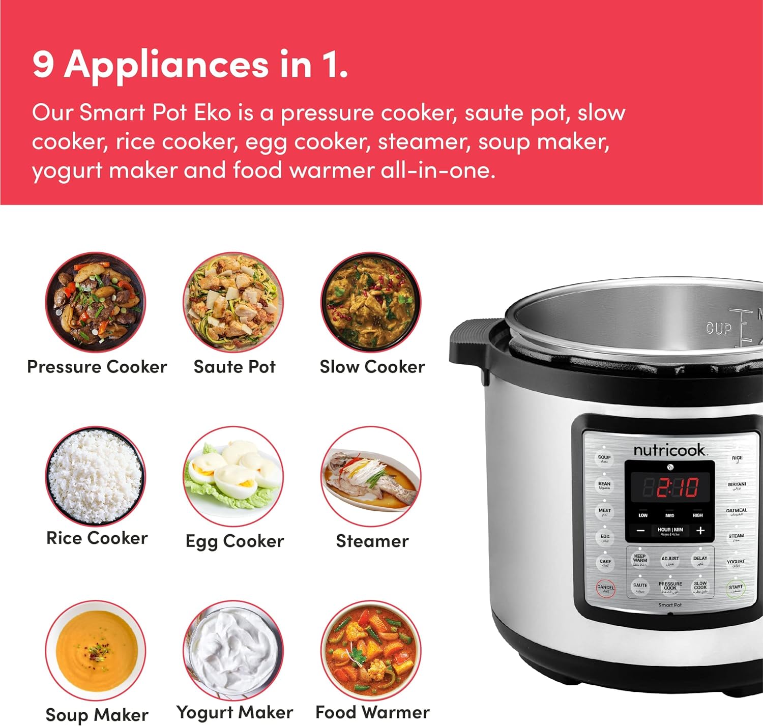 Nutricook Smart Pot Eko Electric Pressure Cooker 6L 1000W