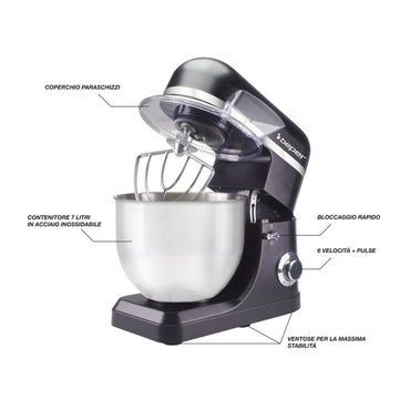 Beper 7L Pastry Mixer 1500W 6-Speed