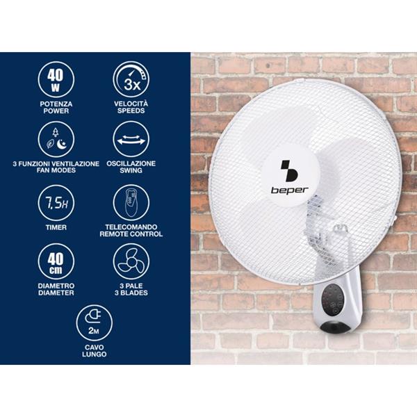 Beper Wall Fan with Remote Control