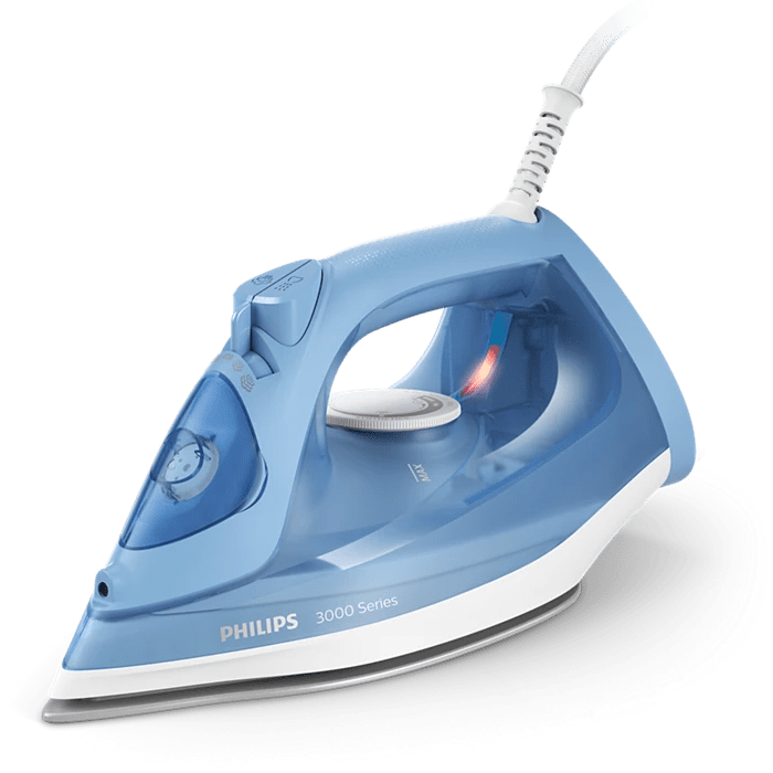 Blue Philips iron on a white background