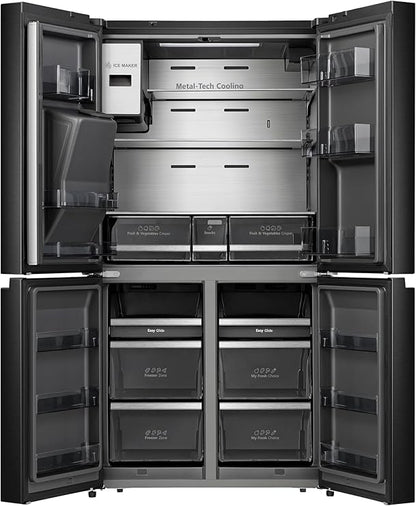 Hisense 26CFT Four Door Refrigerator Smart WiFi Ice Water Black Steel