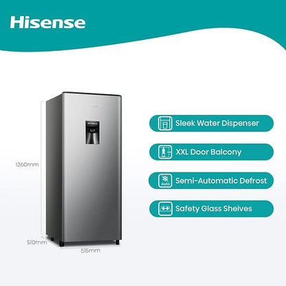 Hisense Single Door Refrigerator 179L Defrost Water Dispenser Silver
