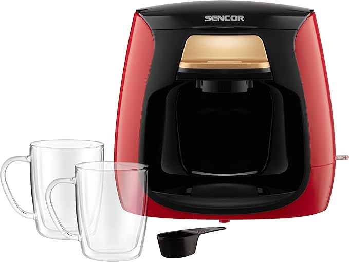 Sencor Mini Coffee & Tea Maker 2-Cup 500W Red
