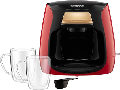Sencor Mini Coffee & Tea Maker 2-Cup 500W Red