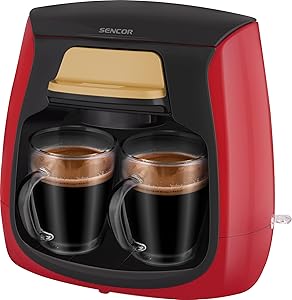Sencor Mini Coffee & Tea Maker 2-Cup 500W Red