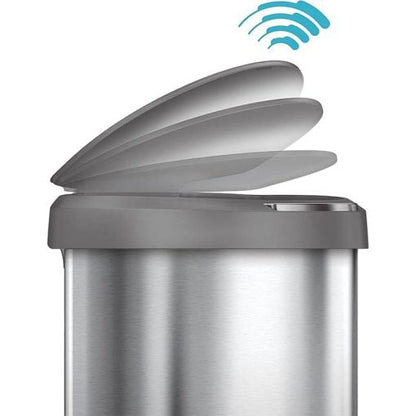 Simplehuman Semi-Round Sensor Bin 45L Brushed Steel Grey Lid