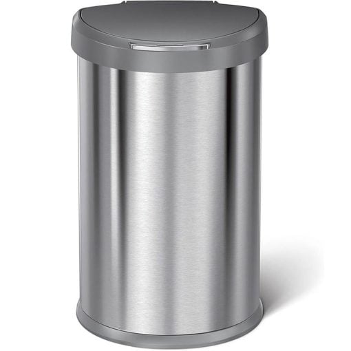 Simplehuman Semi-Round Sensor Bin 45L Brushed Steel Grey Lid