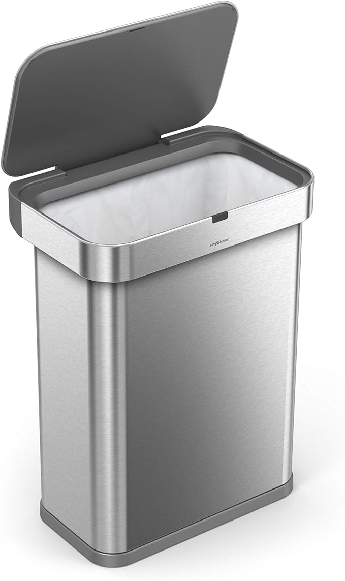 Simplehuman Rectangular Sensor Bin 58L Voice Motion SS