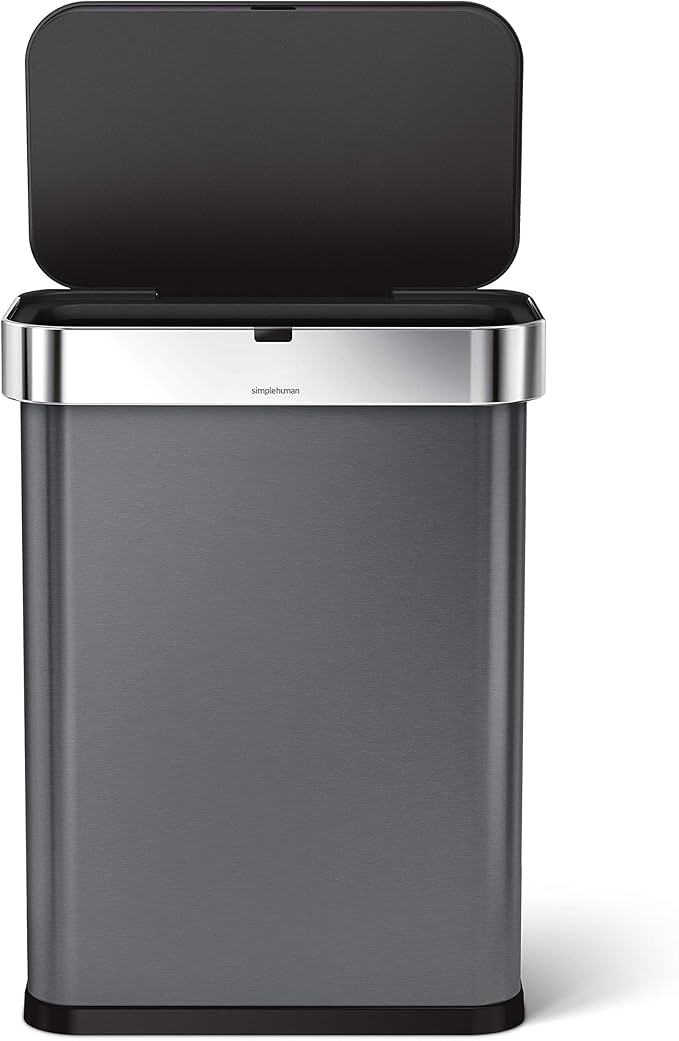 Simplehuman Rectangular Sensor Bin 58L Voice Motion Black