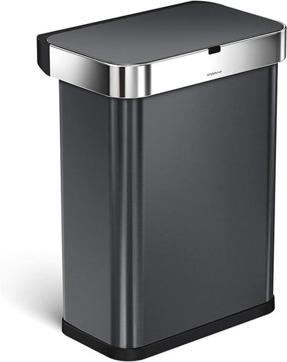 Simplehuman Rectangular Sensor Bin 58L Voice Motion Black
