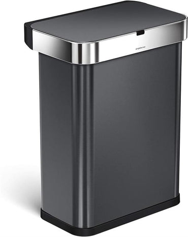 Simplehuman Rectangular Sensor Bin 58L Voice Motion Black