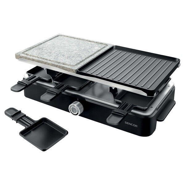 Sencor Raclette Grill - 2 IN 1 Grill - 8 Little Pans - 8 Spatules - 1400W