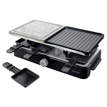 Sencor Raclette Grill - 2 IN 1 Grill - 8 Little Pans - 8 Spatules - 1400W