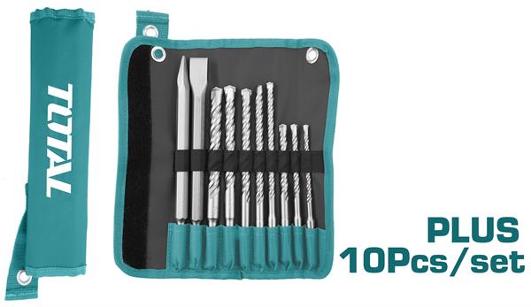 Total SDS Plus Drill Bit & Chisel Set 10PC
