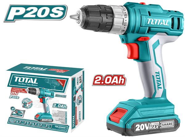 Total Cordless Drill 20V 45Nm 1.5Ah 2-Speed