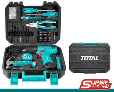 Total Household Tools Set 81PC with 12V Cordless Drill