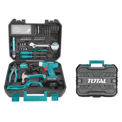 Total Household Tools Set 128PC with 12V Cordless Drill