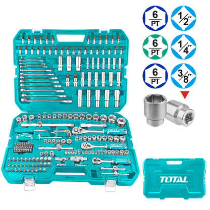 Total Combination Tools Set 216PC 1/4 3/8 1/2 Drive