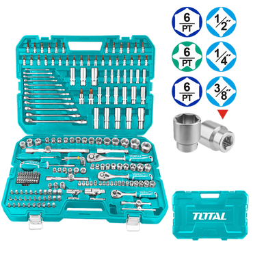 Total Combination Tools Set 216PC 1/4 3/8 1/2 Drive