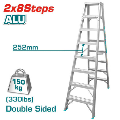 Total Double-Sided Ladder 2x8 Steps Aluminum