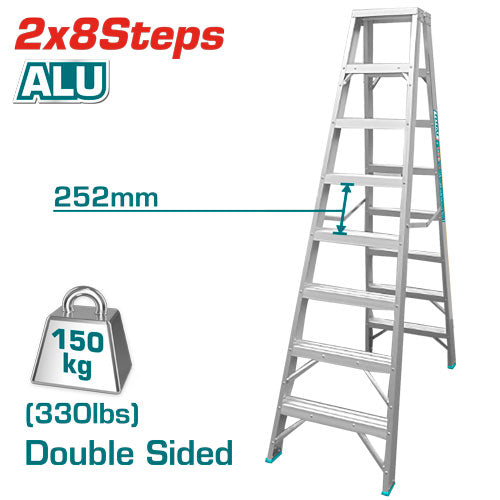 Total Double-Sided Ladder 2x8 Steps Aluminum