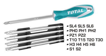 Total 18-in-1 Screwdriver Set with Interchangeable Handle CR-V
