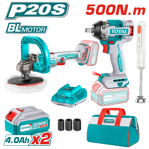 Total Cordless Combo Kit 3PC Impact Wrench Polisher Blender