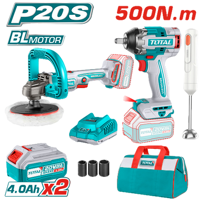 Total Cordless Combo Kit 3PC Impact Wrench Polisher Blender