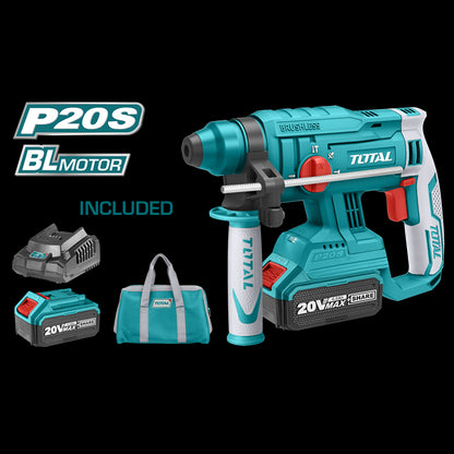 Total Cordless Rotary Hammer Drill 20V 22mm 2-Battery Set