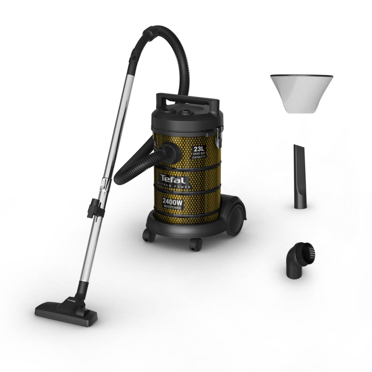 Tefal Drum X-Power 23L, 2400W, Bagless, Multi-surface nozzle, Built-in Dust Blower, Crevice Tool