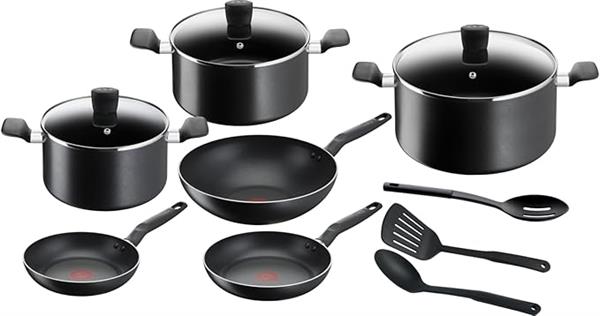 Tefal Super Cook Cookware Set 12PC Non-Stick Black